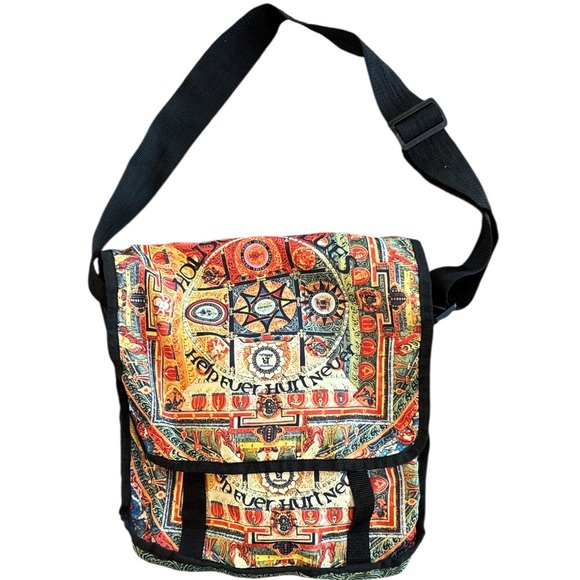House of Blues Help Ever Hurt Never Multicolored Canvas Messenger Crossbody Bag - Picture 14 of 14
